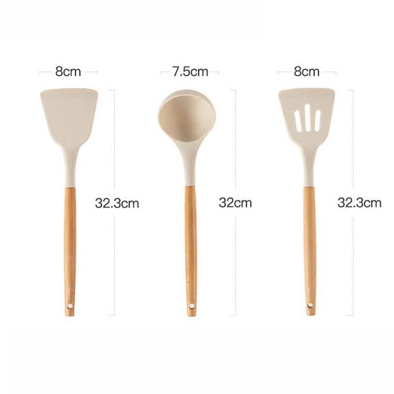 Silicone Heat Resistant Spatula With Wooden Handle