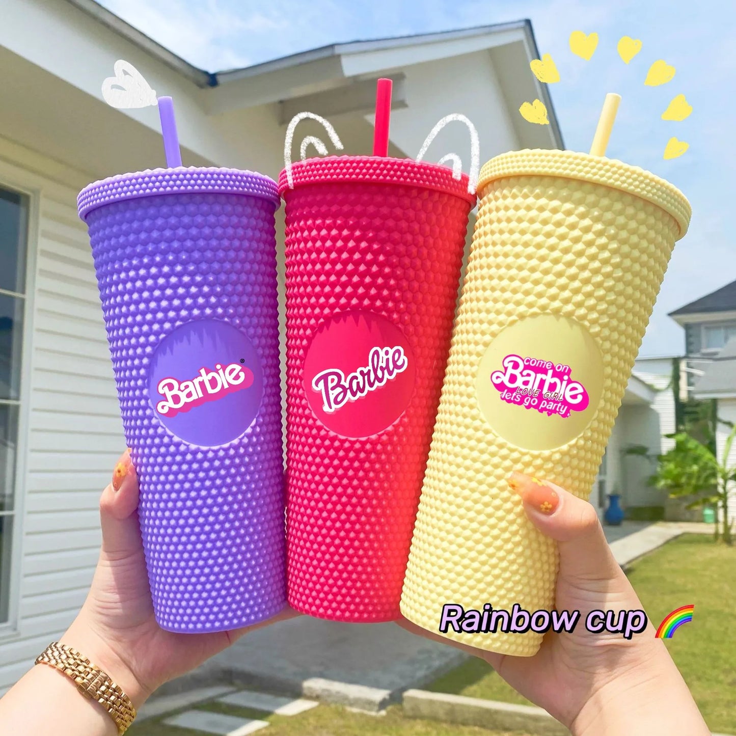 Premium Quality Barbie Plastic Straw Cup - Coffee-Pineapple Cup