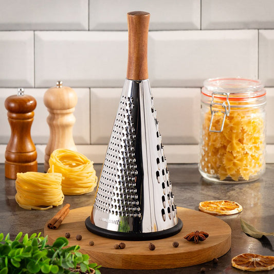 Grater 3 sides - Stainless Steel - Wooden Handle